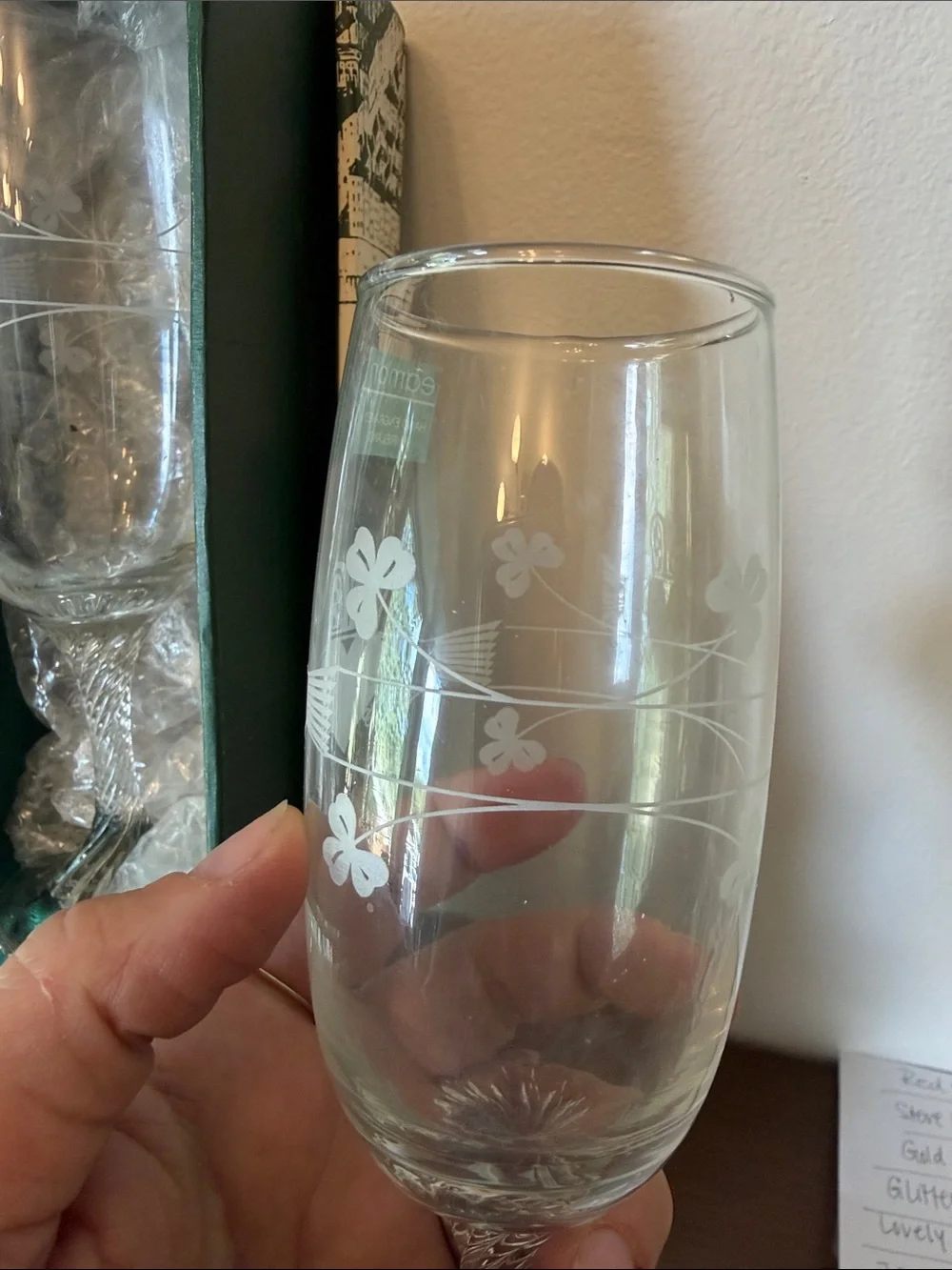 Eamon Crystal Etched Champagne Flutes - Set of 6 with Original Box